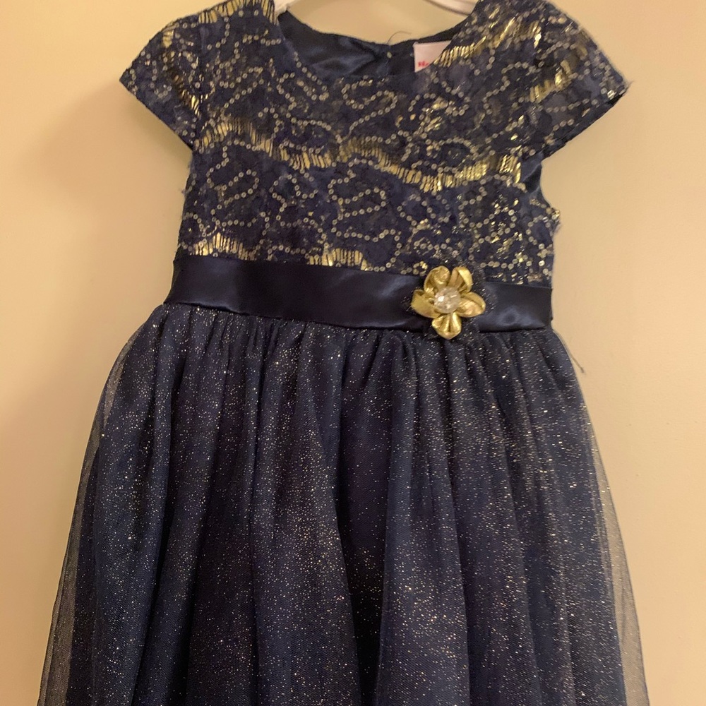 Navy and gold glitter dress